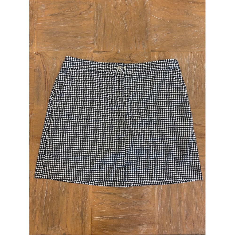 IZOD Houndstooth Golf Skort Women 8 Black White PerformX Stretch Athletic Skirt